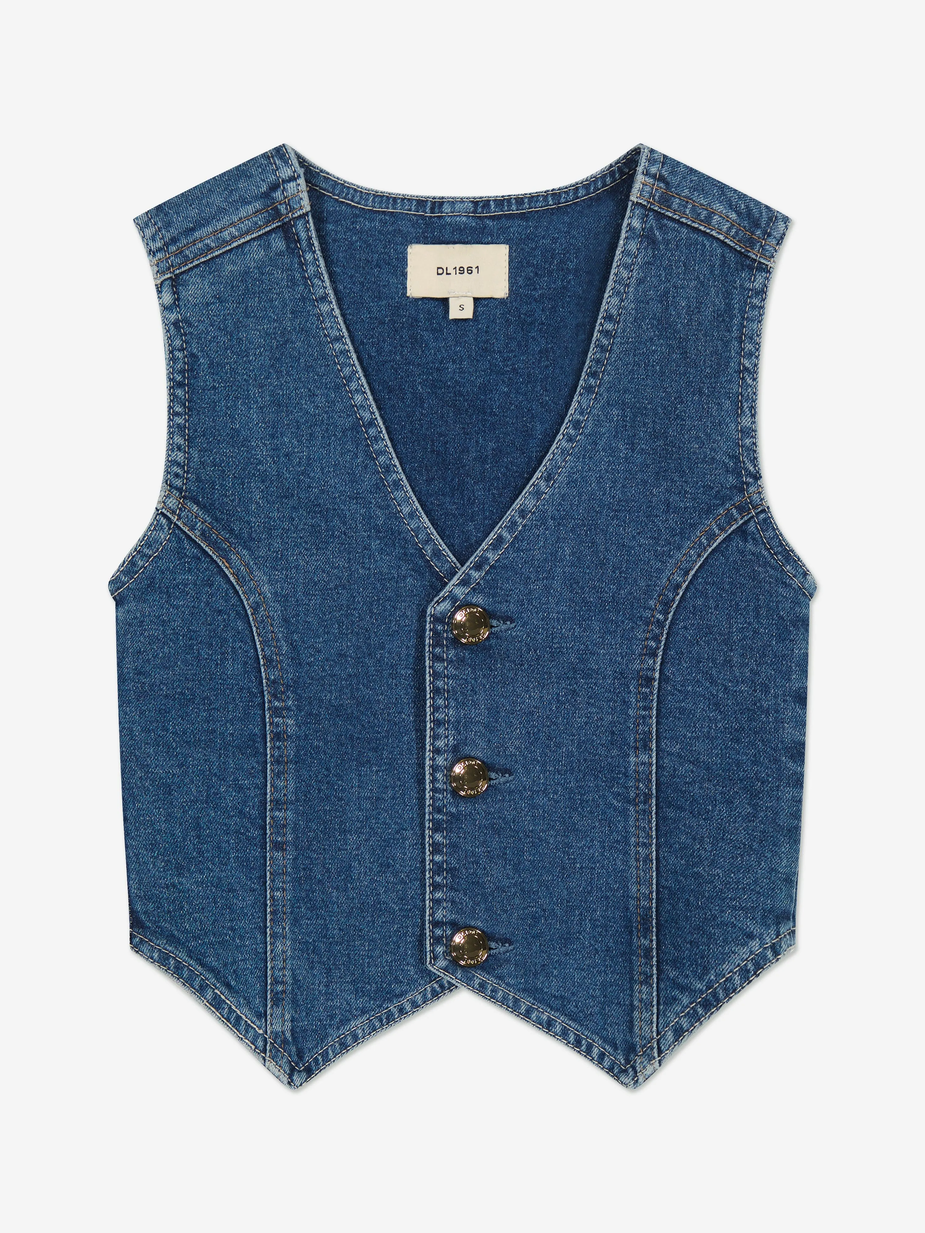 Girls Zizi Denim Waistocoat in Blue