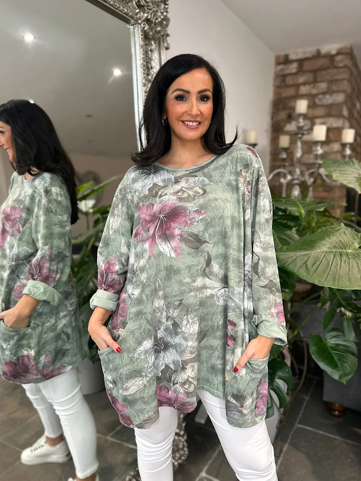 Green Floral Pocket Tunic Frankie