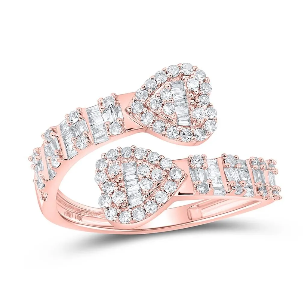 Heart Wrap Baguette Diamond Ring 5/8cttw 10K Gold