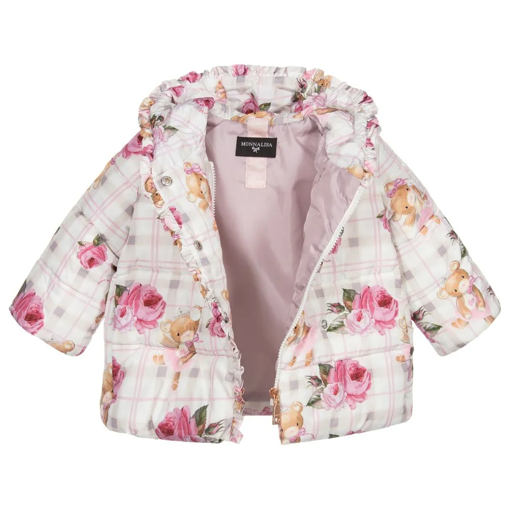 Ivory & Pink Puffer Coat 