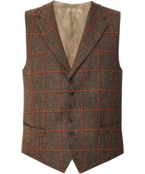 J. Blades Brown Wool Windowpane Check Waistcoat | Jules B