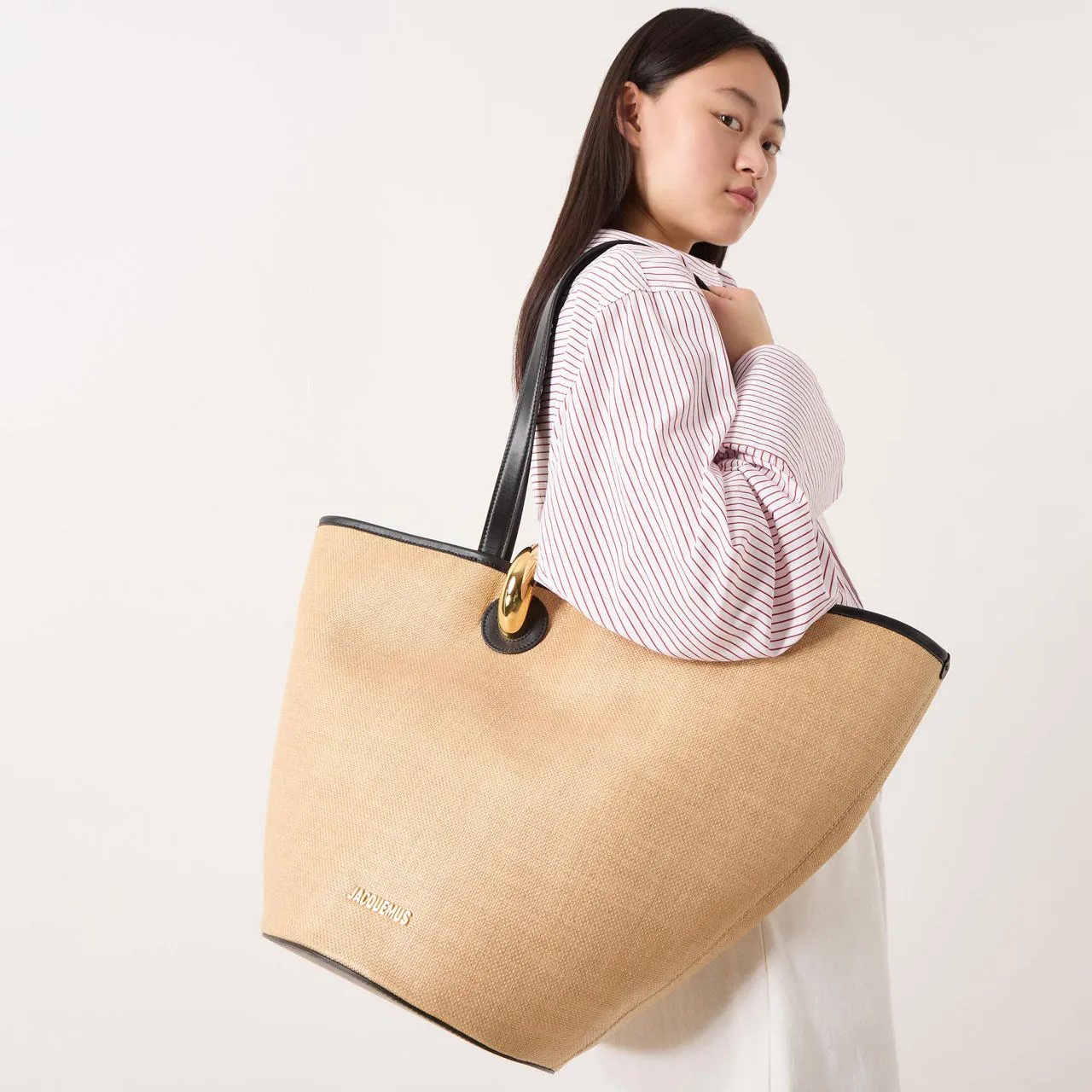 JACQUEMUS Le Bambola Canvas Tote Bag - Light Ivory