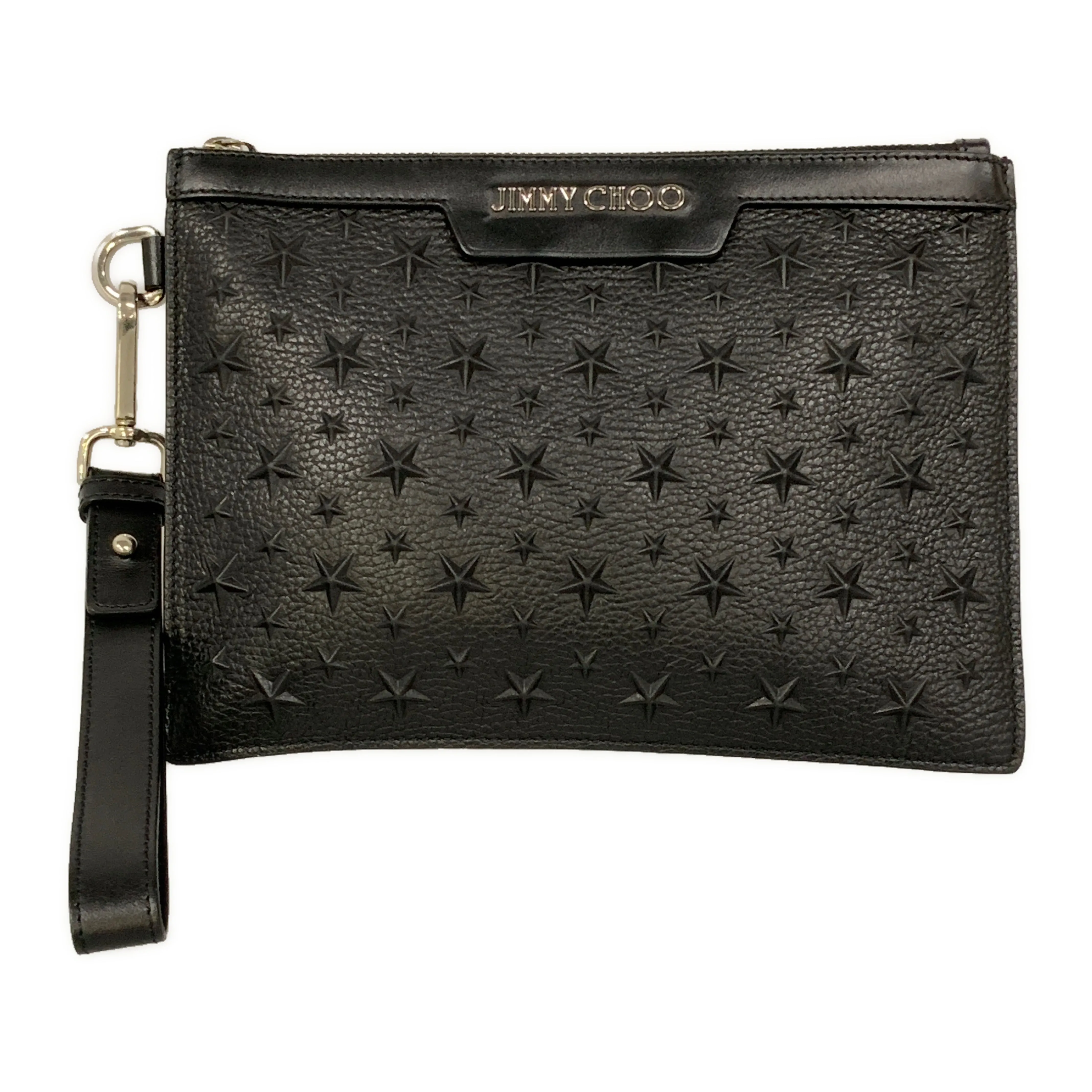 #JIMMY CHOO/Clutch Bag/BLK/Leather/All Over Print