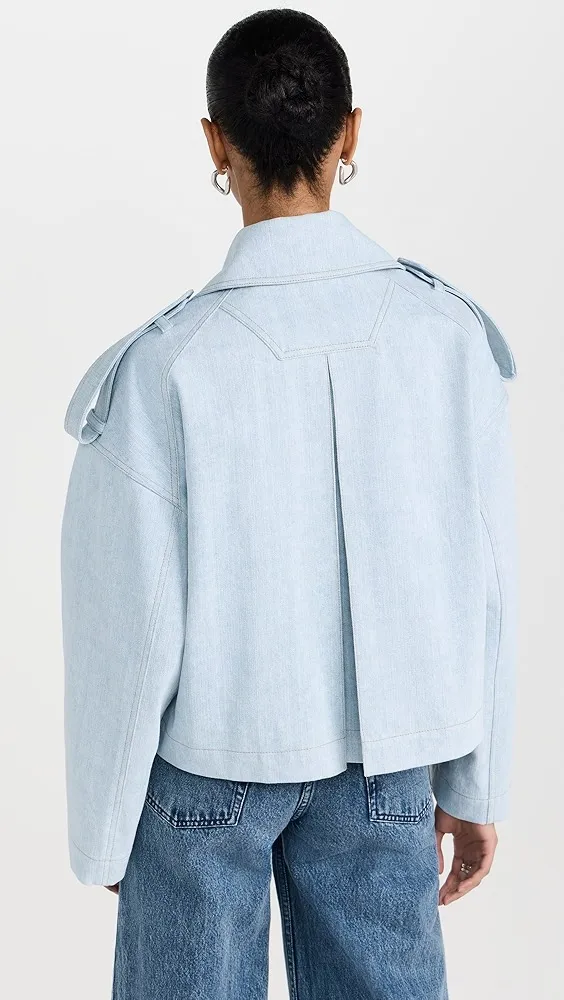 Juun. J   Cropped Denim Trench Coat 