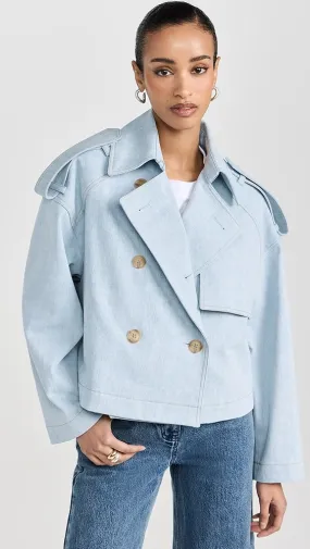 Juun. J   Cropped Denim Trench Coat 