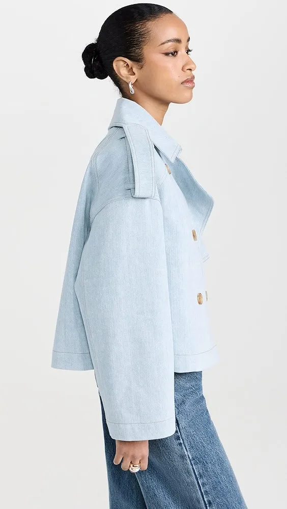 Juun. J   Cropped Denim Trench Coat 