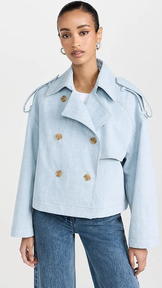 Juun. J   Cropped Denim Trench Coat 