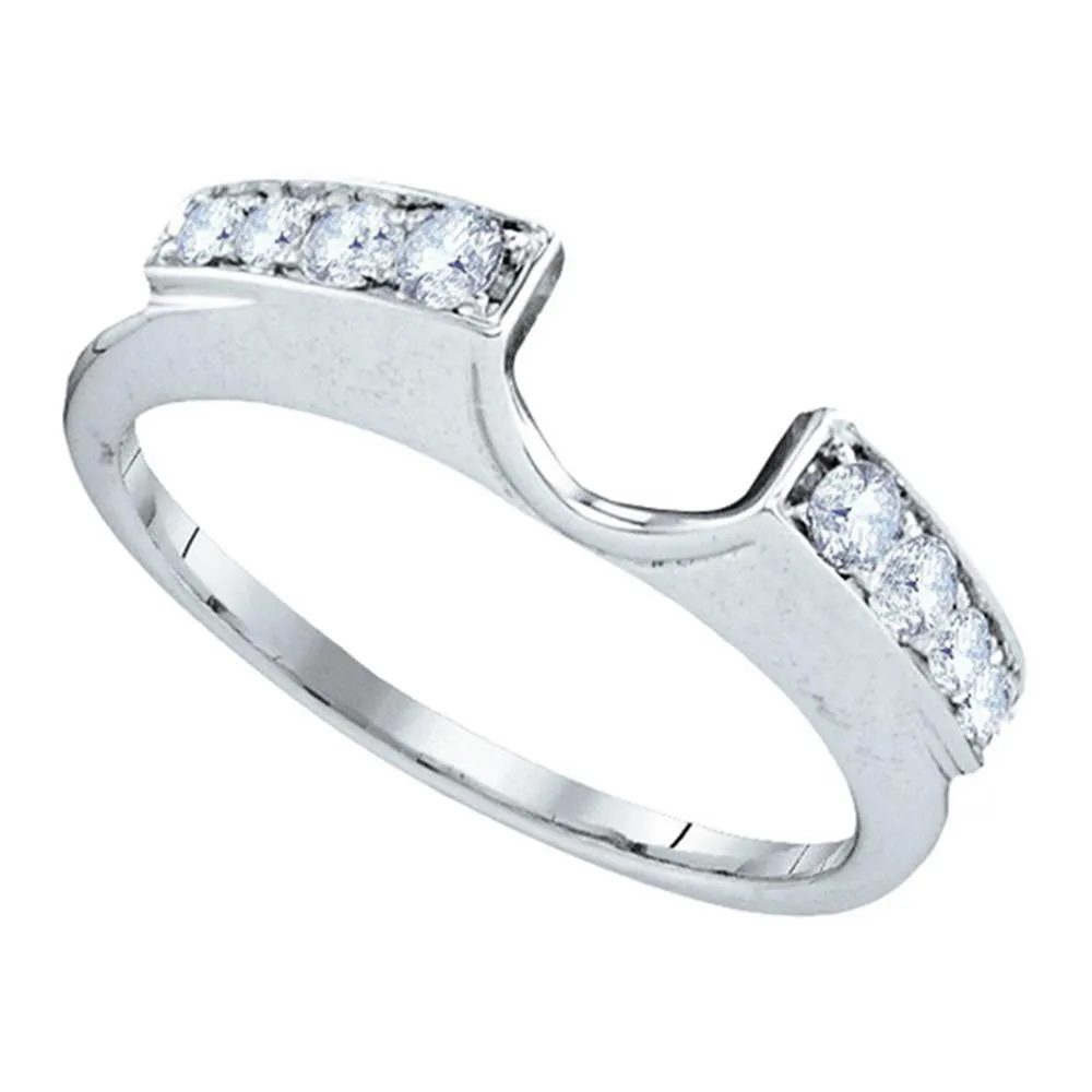 Keene Jewelers 14kt White Gold Womens Round Diamond Ring Guard Wrap Solitaire Enhancer 1/4 Cttw