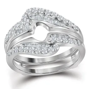 Keene Jewelers 14kt White Gold Womens Round Diamond Wedding Wrap Ring Guard Enhancer 3/4 Cttw