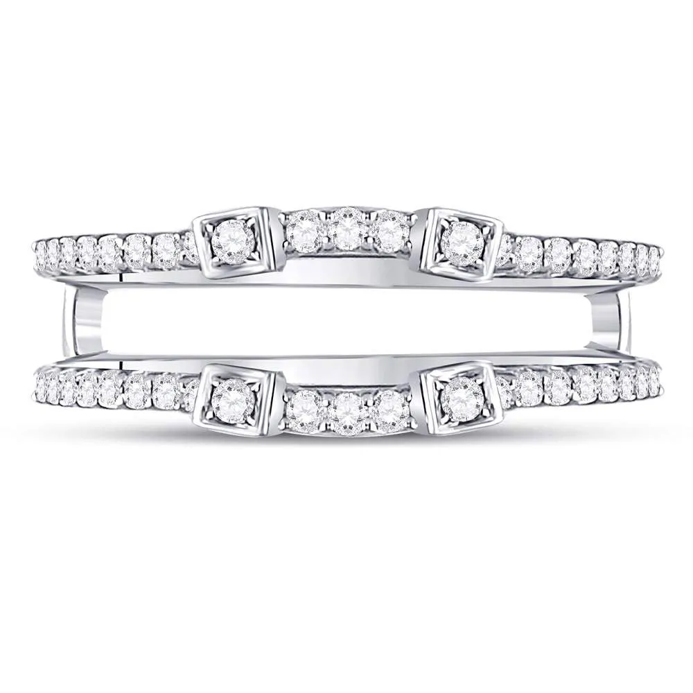 Keene Jewelers 14kt White Gold Womens Round Diamond Wrap Ring Guard Enhancer 1/3 Cttw