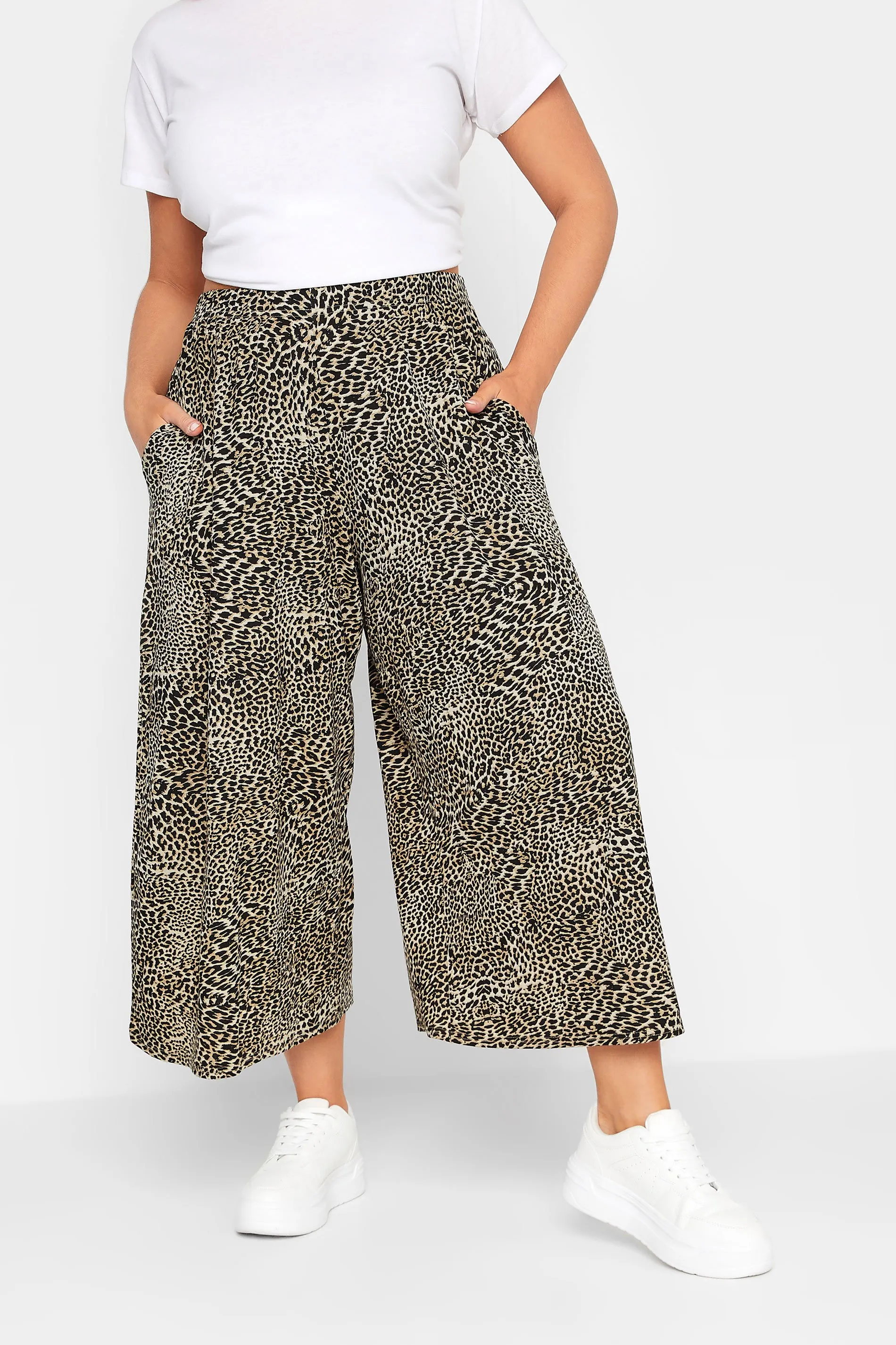 LIMITED COLLECTION Curve Brown Leopard Print Extra Wide Leg Culottes