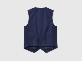 Lined vest with buttons - Dark Blue | Benetton