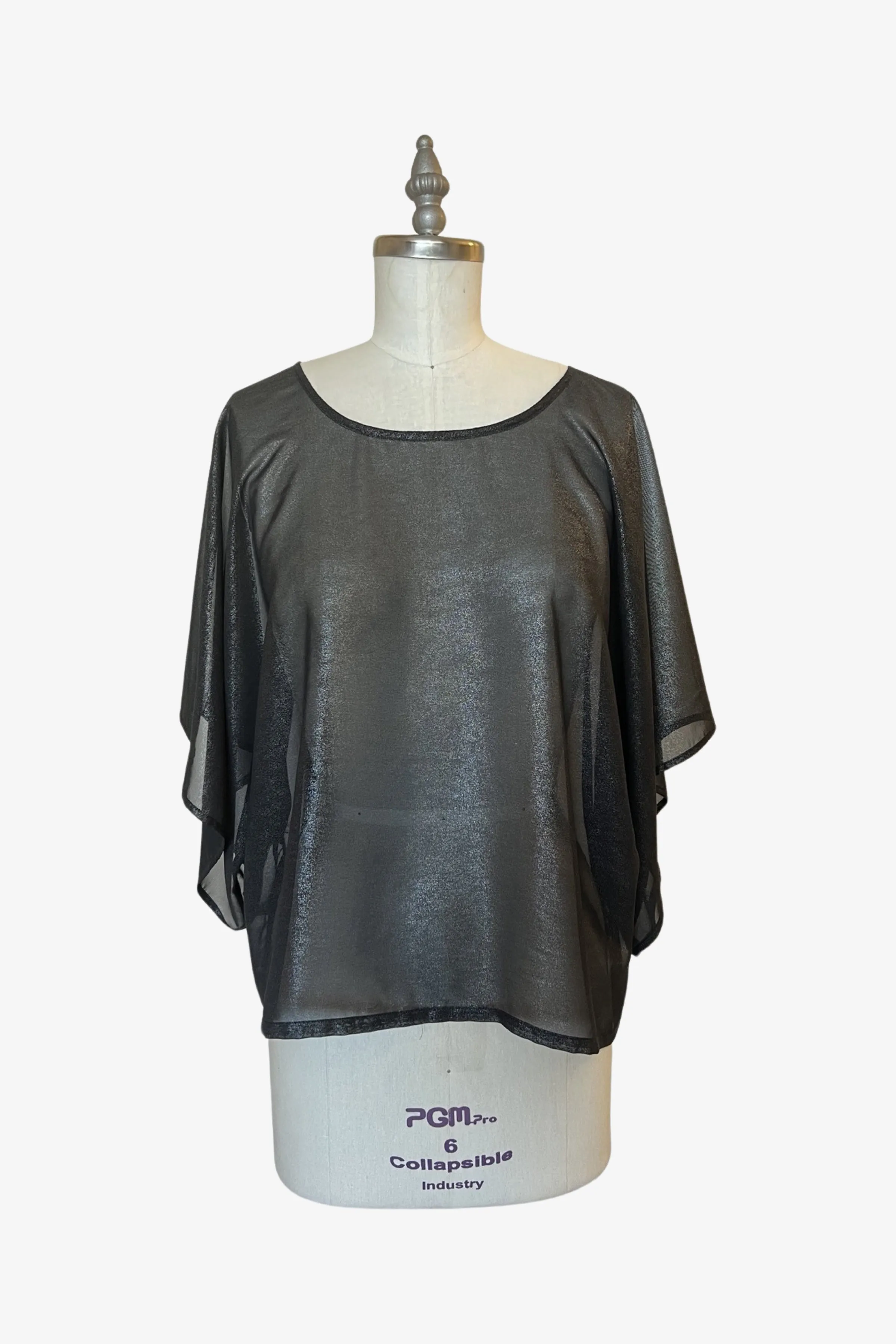 Lisbon Top | Sheer Black Foil