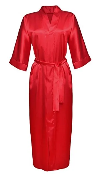 Long satin red kimono Iga