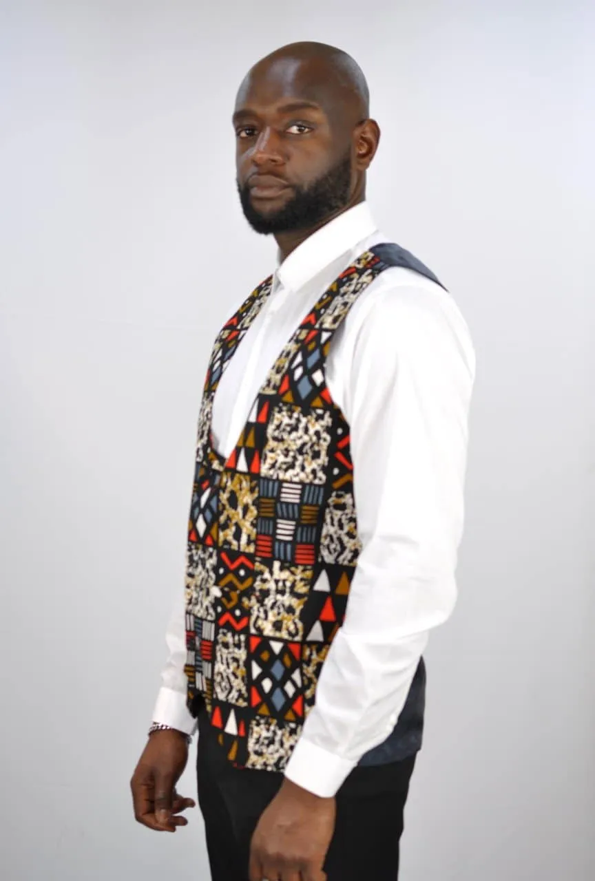 Low Neck Kitoko Ankara Waistcoat - African Clothing Store | JT Aphrique