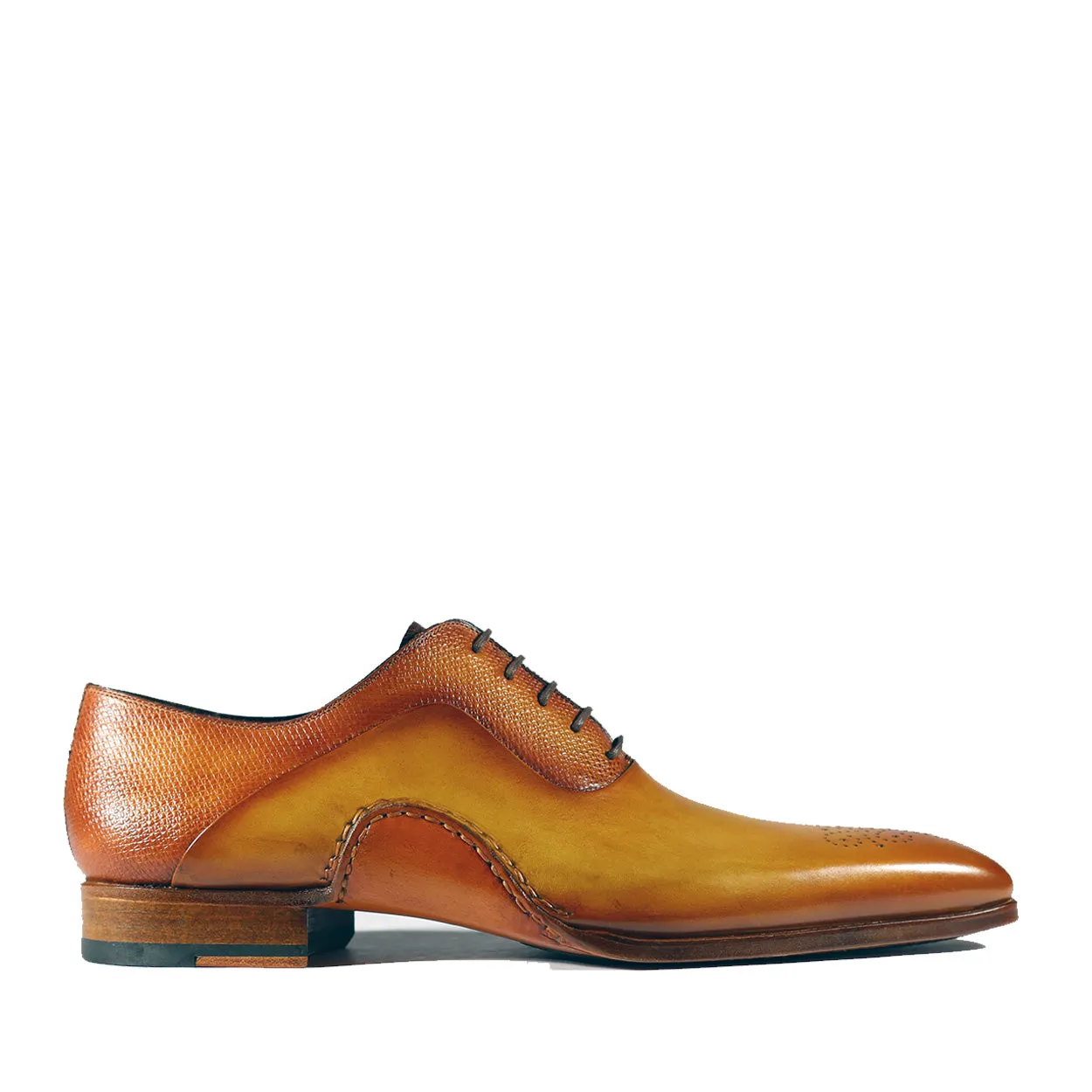 Magnanni 20120 Sanchez II Men's Shoes Brown & Lemon Grabado Print / Calf-Skin Leather Oxfords (MAGS1092)