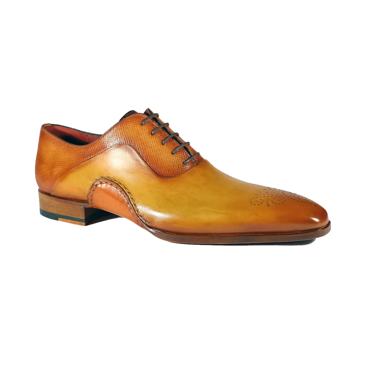 Magnanni 20120 Sanchez II Men's Shoes Brown & Lemon Grabado Print / Calf-Skin Leather Oxfords (MAGS1092)