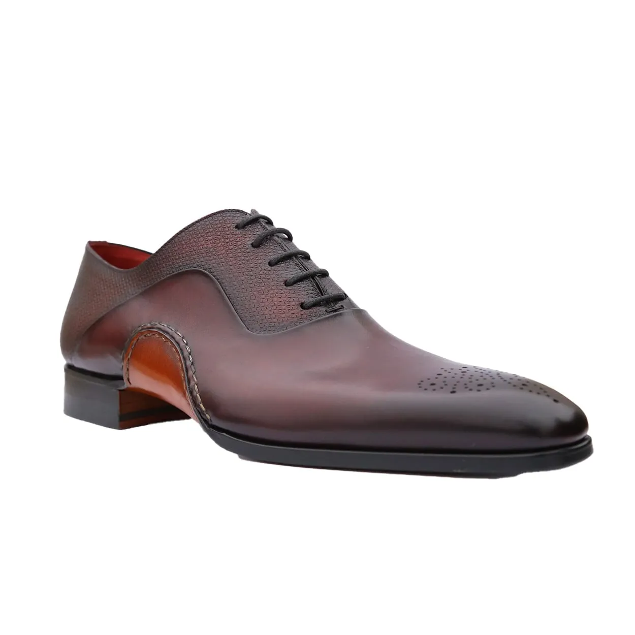 Magnanni 20120 Sanchez II Men's Shoes Burgundy Grabado Print / Calf-Skin Leather Oxfords (MAGS1134)