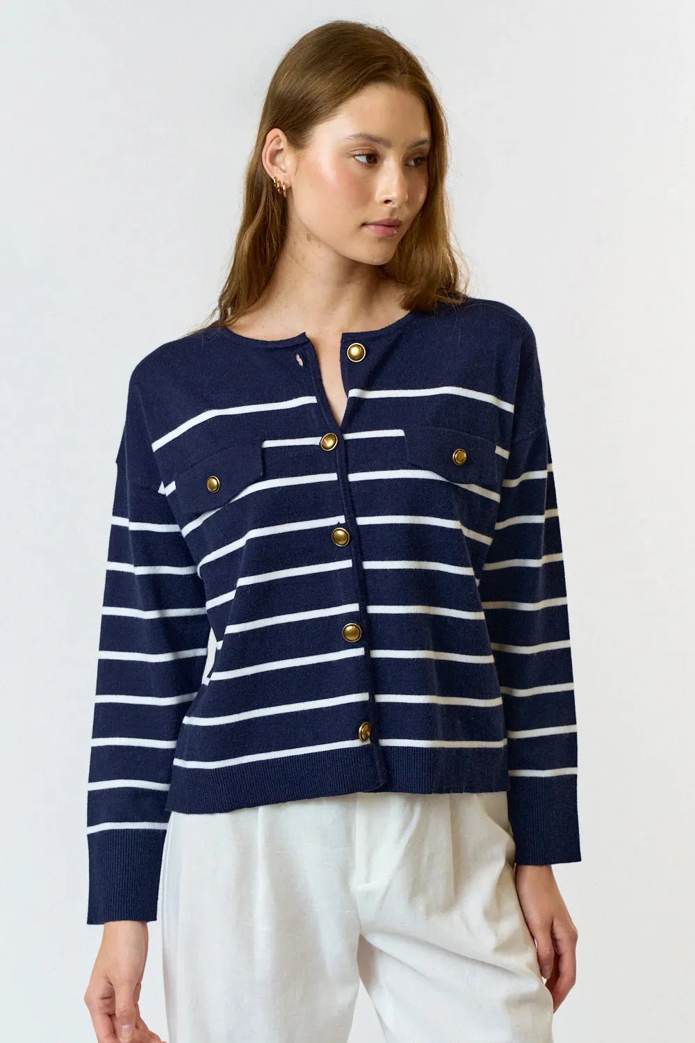 Marine Stripe Cardigan