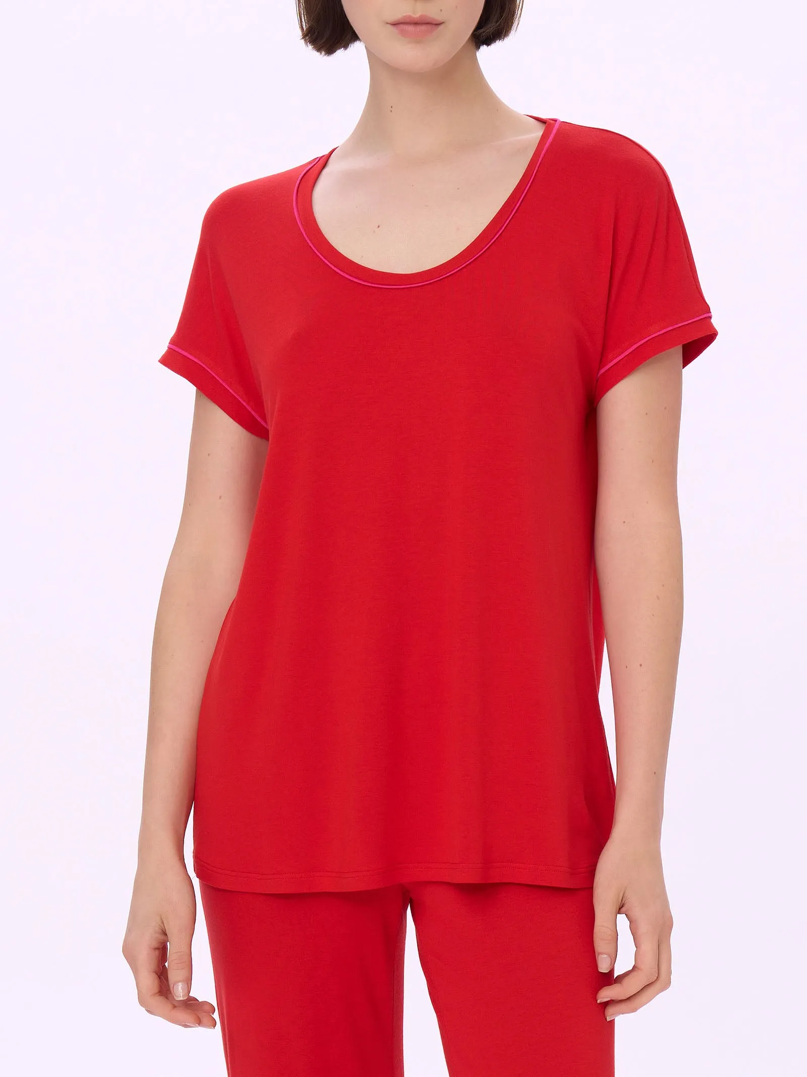 Maxi T-shirt girocollo in Viscosa Summer - Ribbon Red