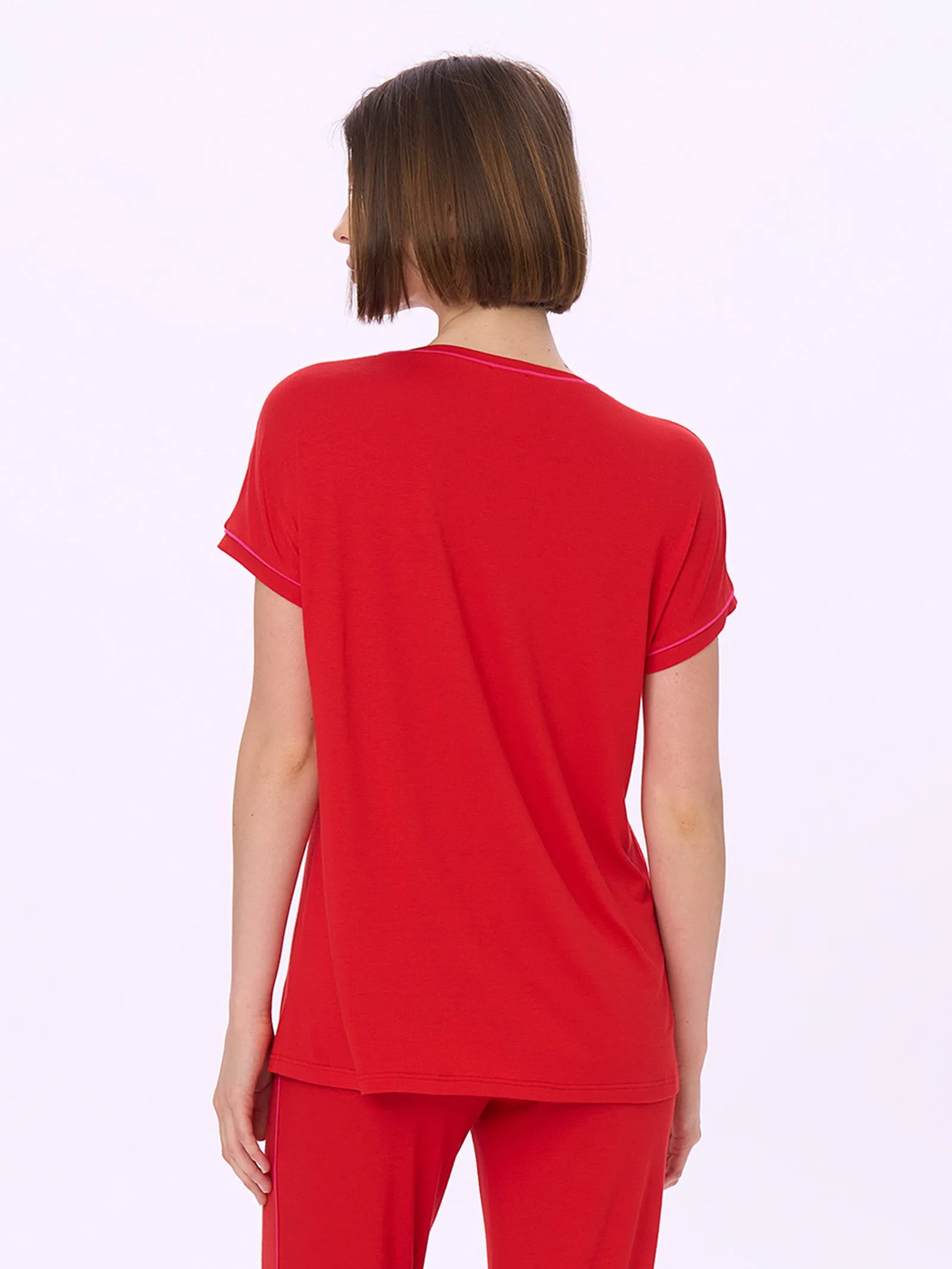 Maxi T-shirt girocollo in Viscosa Summer - Ribbon Red