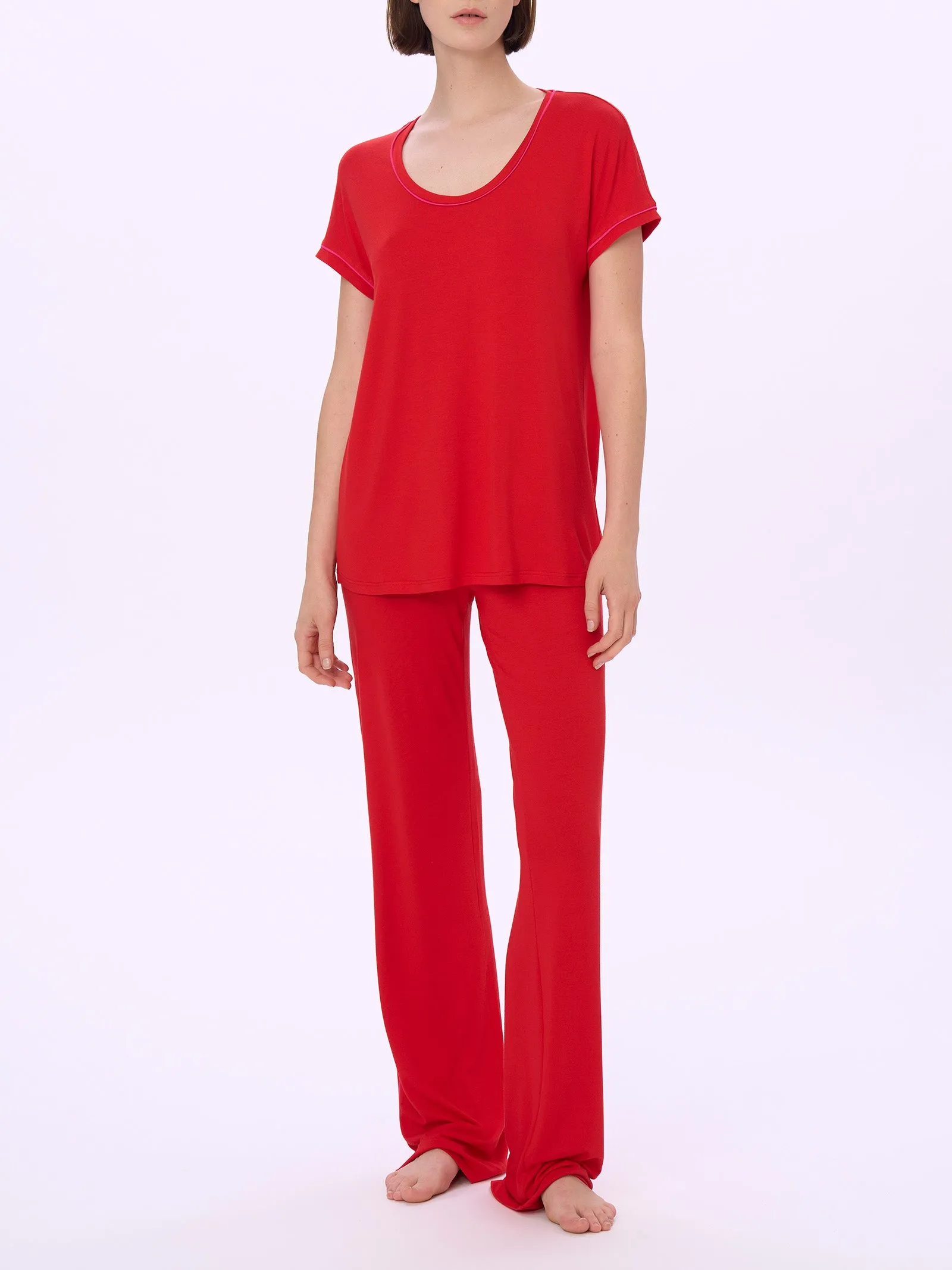 Maxi T-shirt girocollo in Viscosa Summer - Ribbon Red