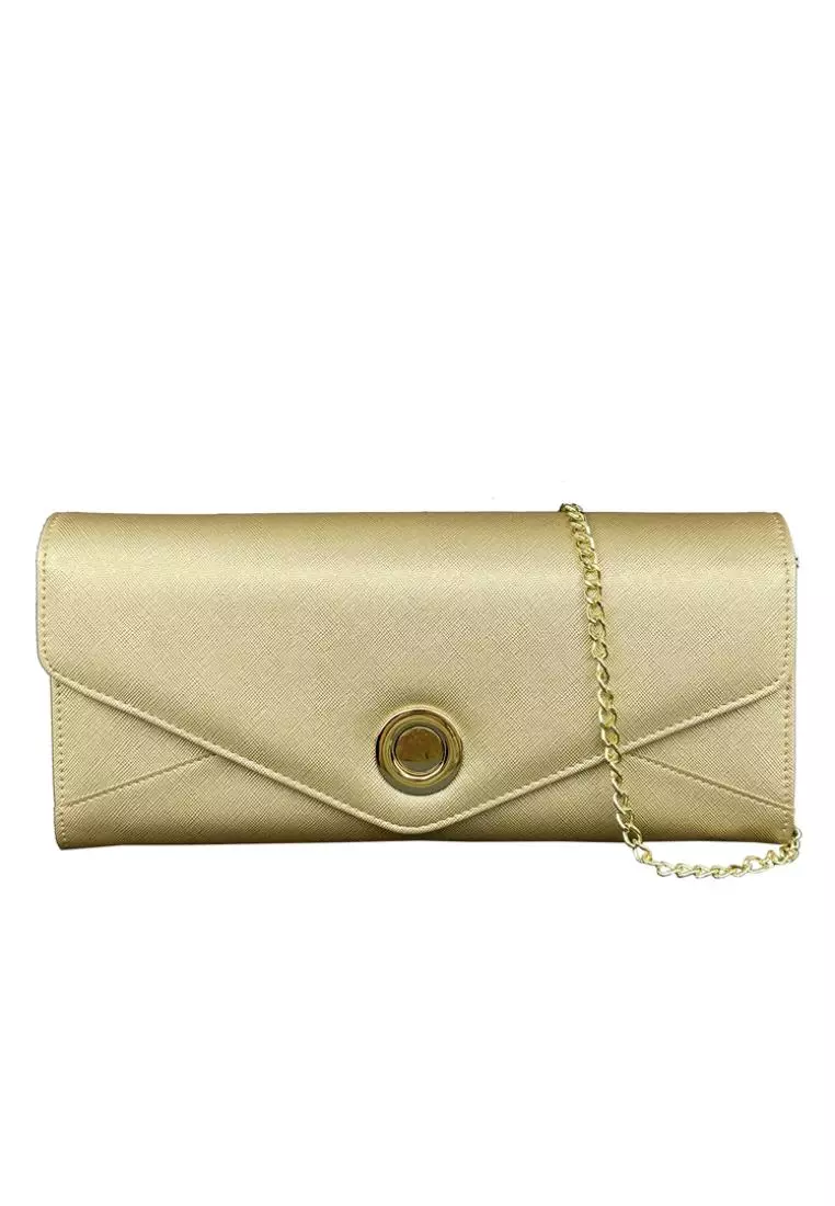 Mel&Co Saffiano Leatherette Clutch Chain Sling Bag