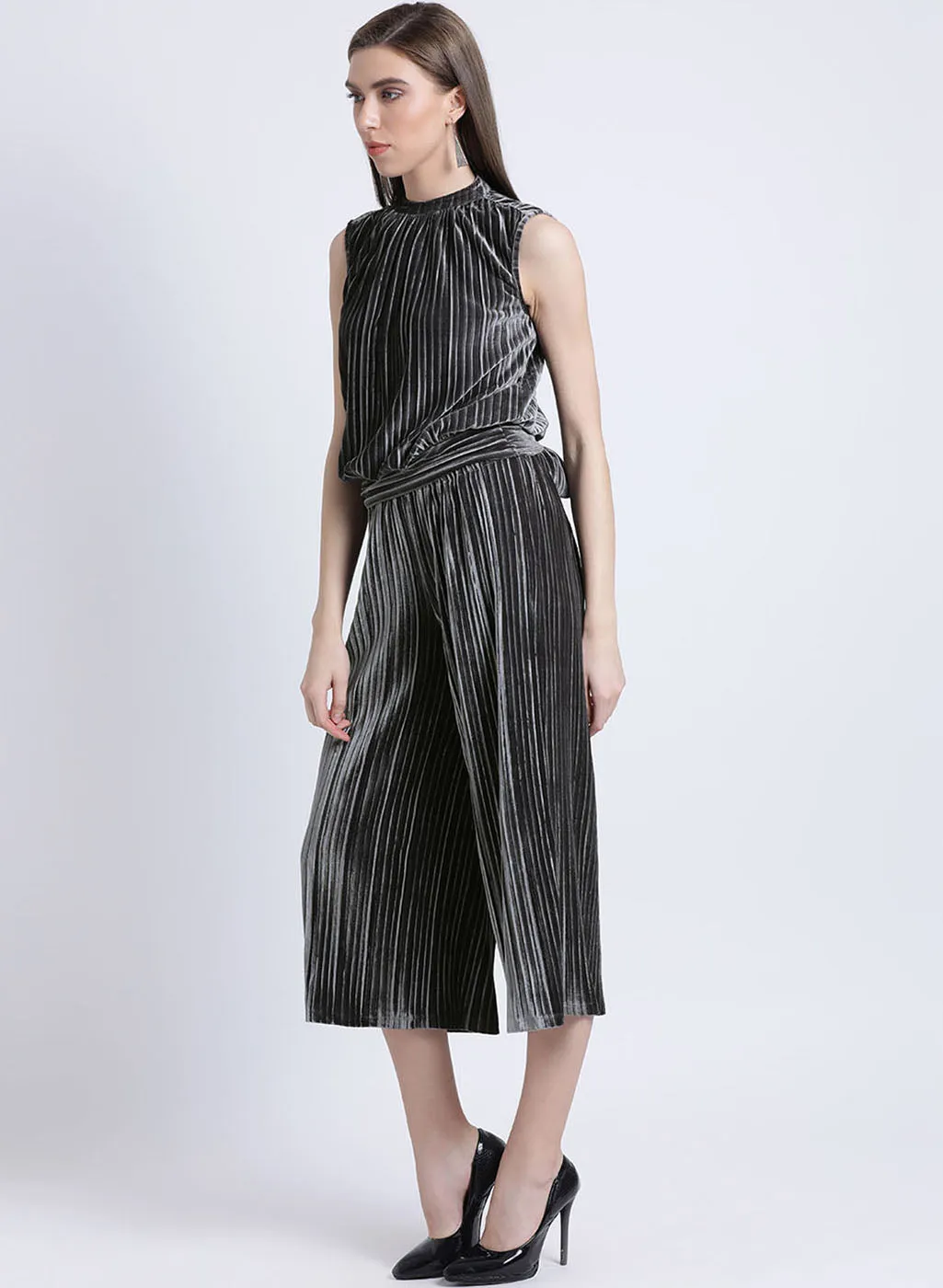 Melanie Pleated Velour Cullottes