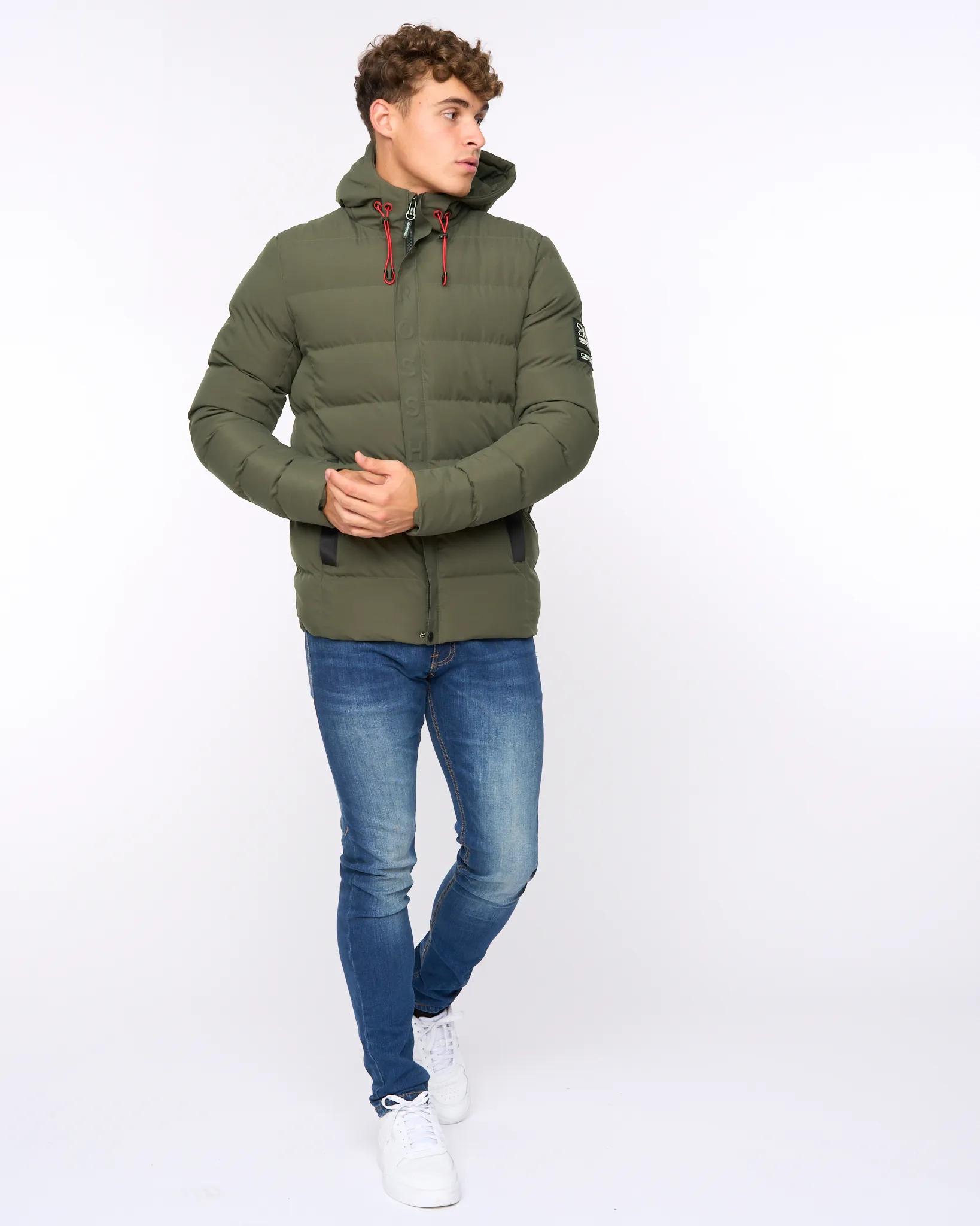 Men’s Crosshatch Mid Length Padded Coat Hooded Winter Jacket