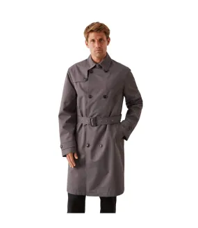 Mens double-breasted trench coat grey Burton