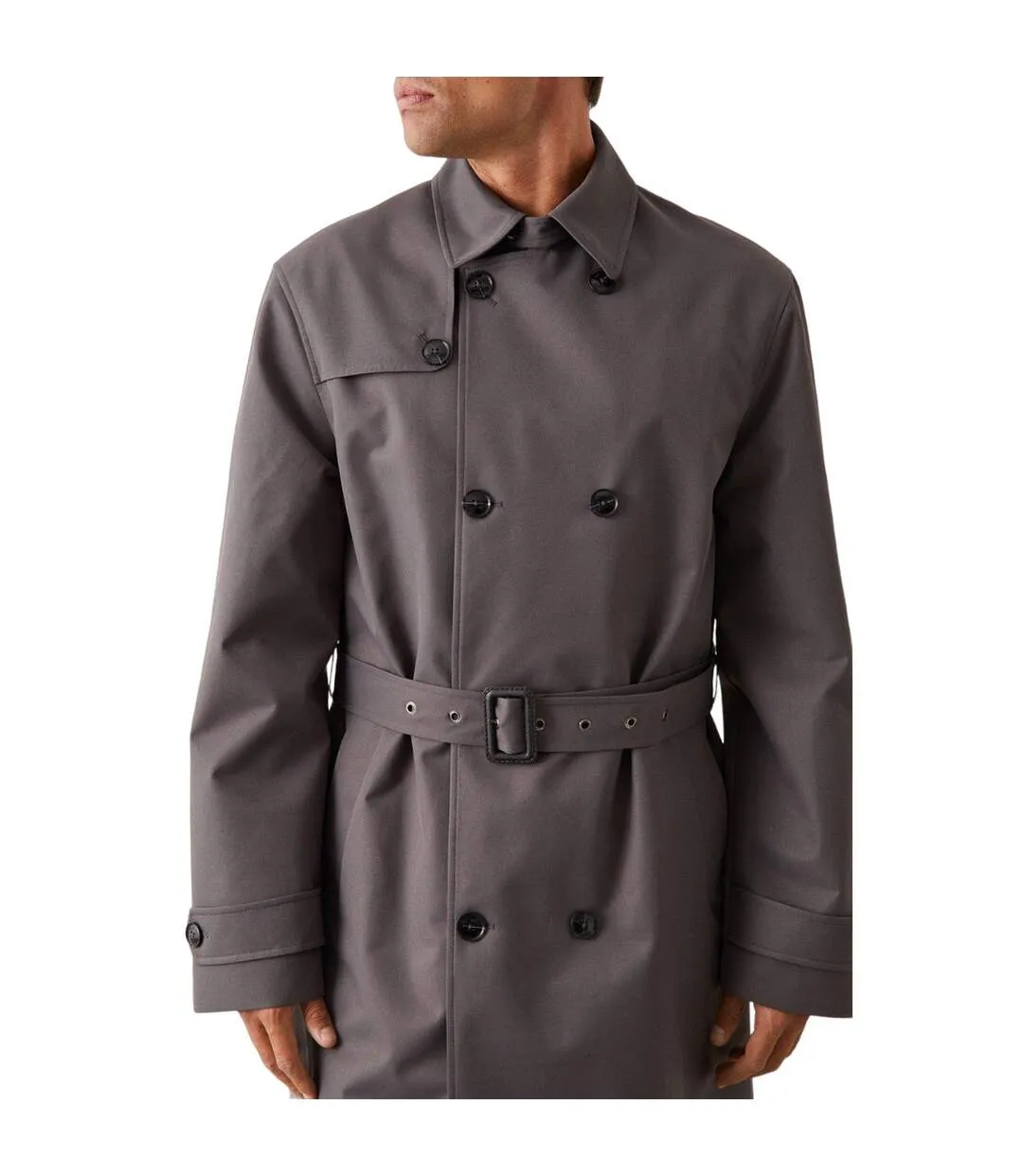 Mens double-breasted trench coat grey Burton