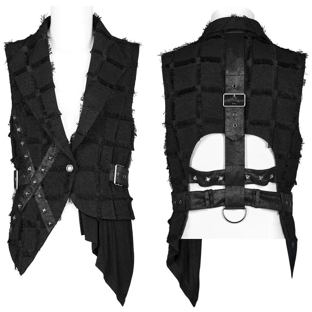 Men's Gothic Irregular Cutout Unedged Waistcoat