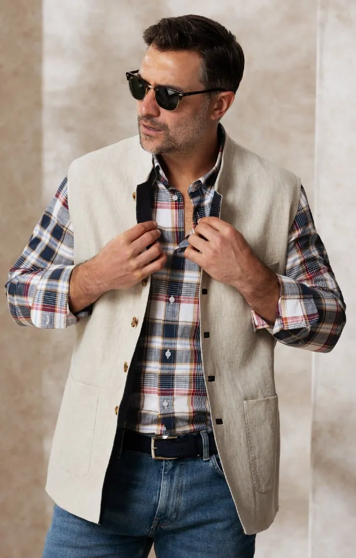 Men's Linen Contrast Waistcoat