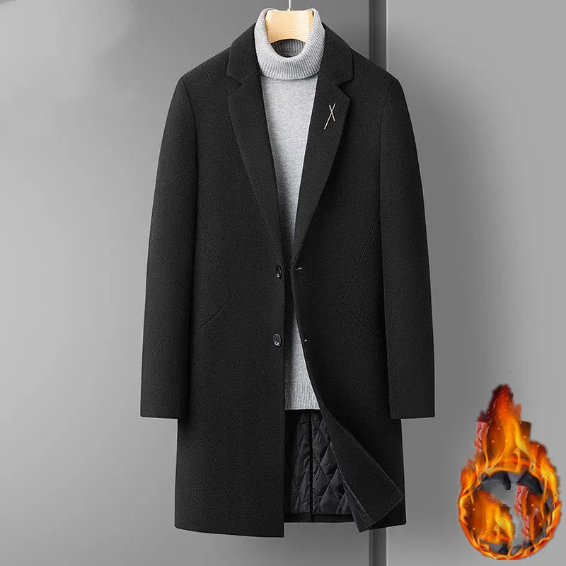 Men's Mid Length Thick Woolen Coat