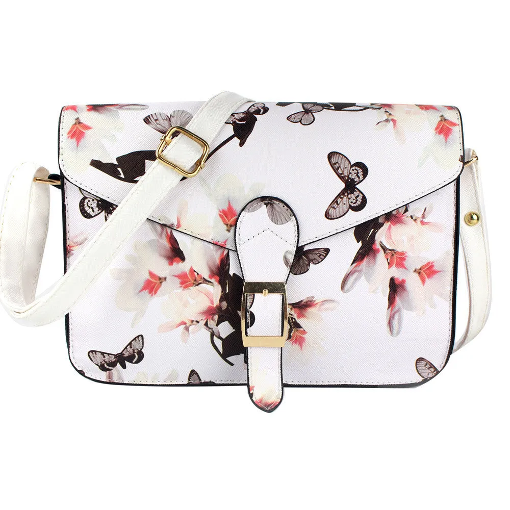 Messenger Bags Women Floral Pattern PU Leather Retro Designer Shoulder Bag Satchel Handbag Bolsos Femenina