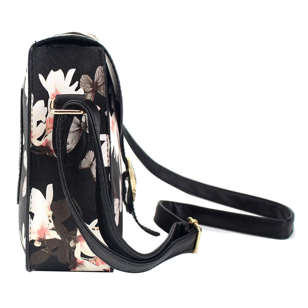 Messenger Bags Women Floral Pattern PU Leather Retro Designer Shoulder Bag Satchel Handbag Bolsos Femenina