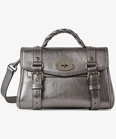 Mulberry Womens Pewter Alexa mini metallic-leather satchel bag