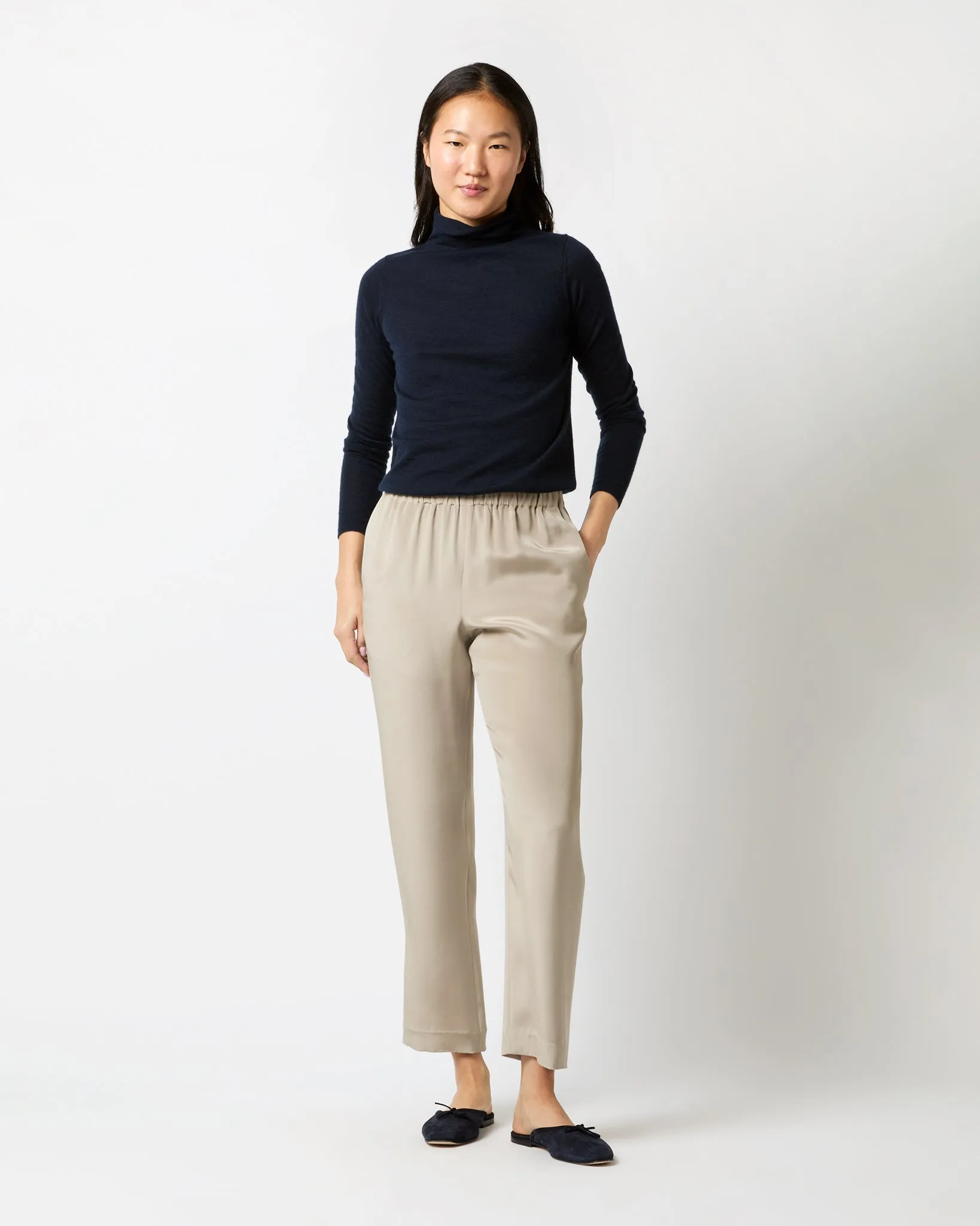 Nova Pant in Birch Washed Silk Crepe de Chine