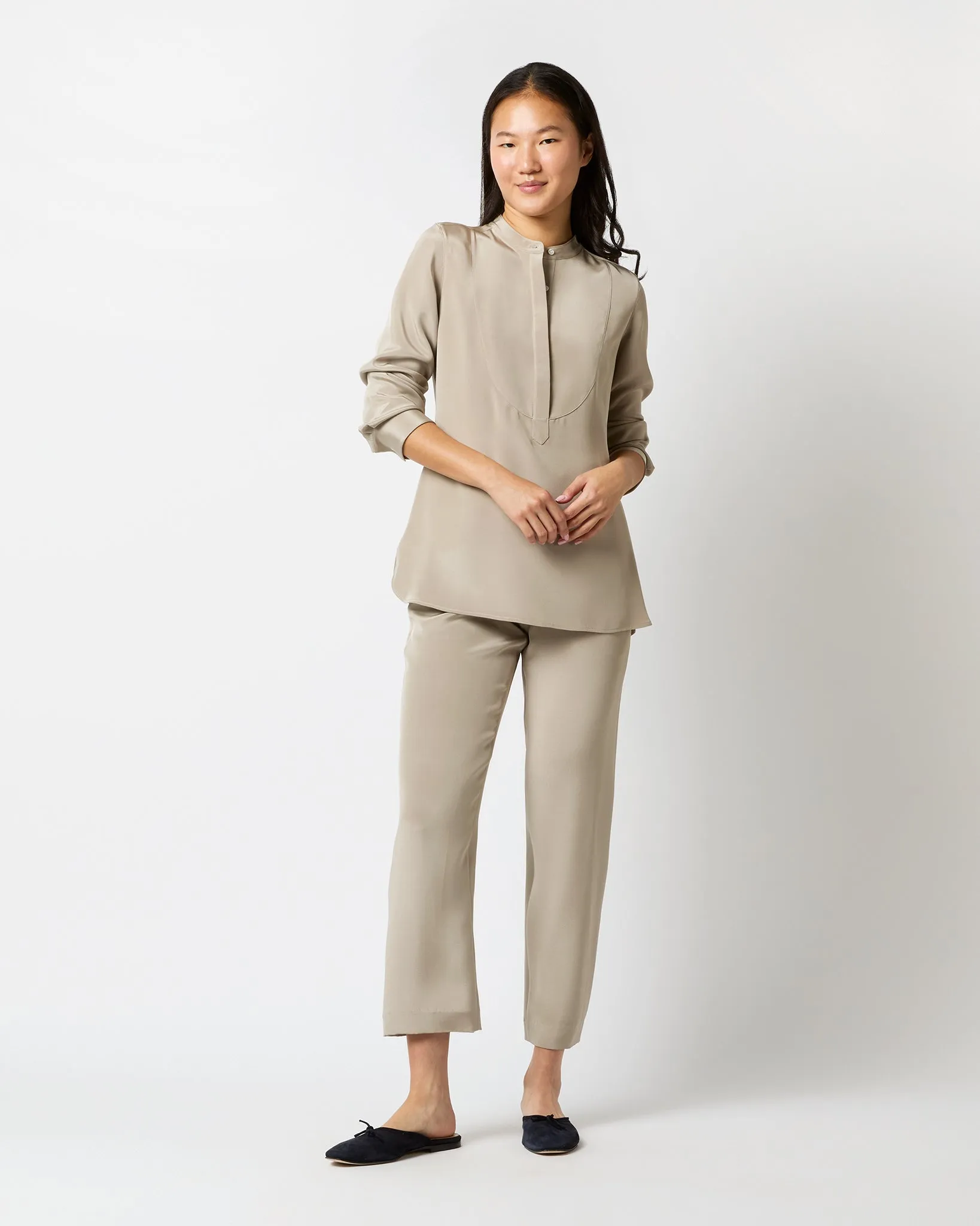 Nova Pant in Birch Washed Silk Crepe de Chine