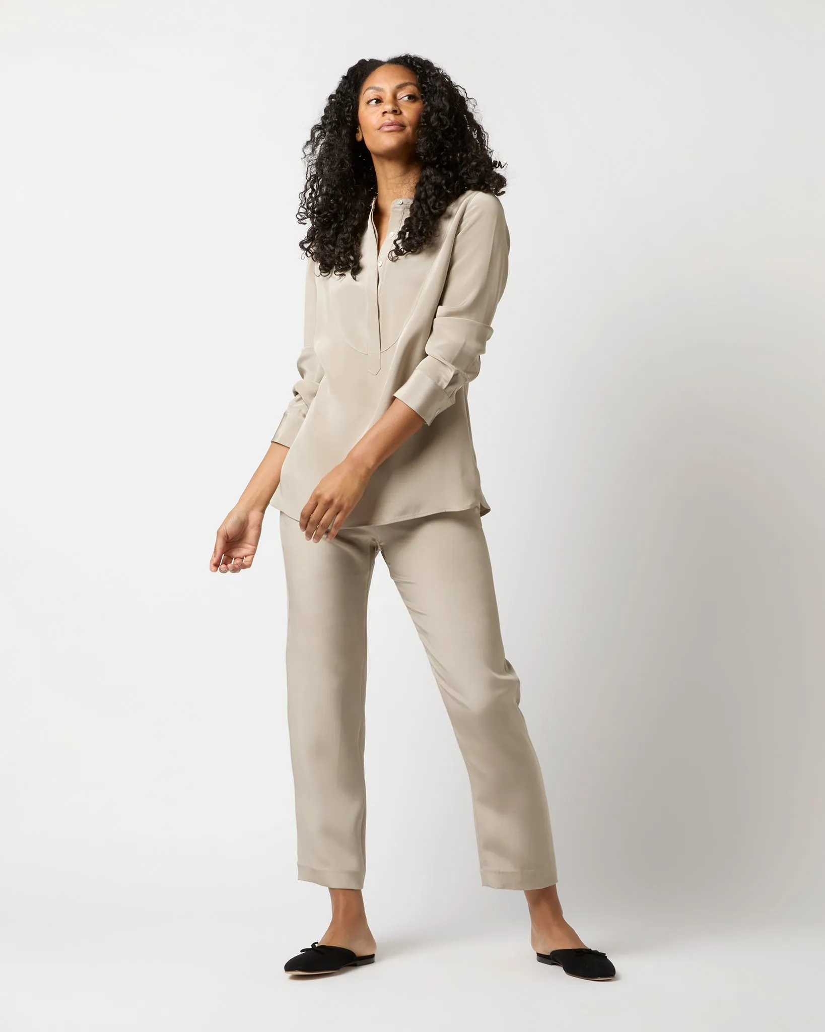 Nova Pant in Birch Washed Silk Crepe de Chine