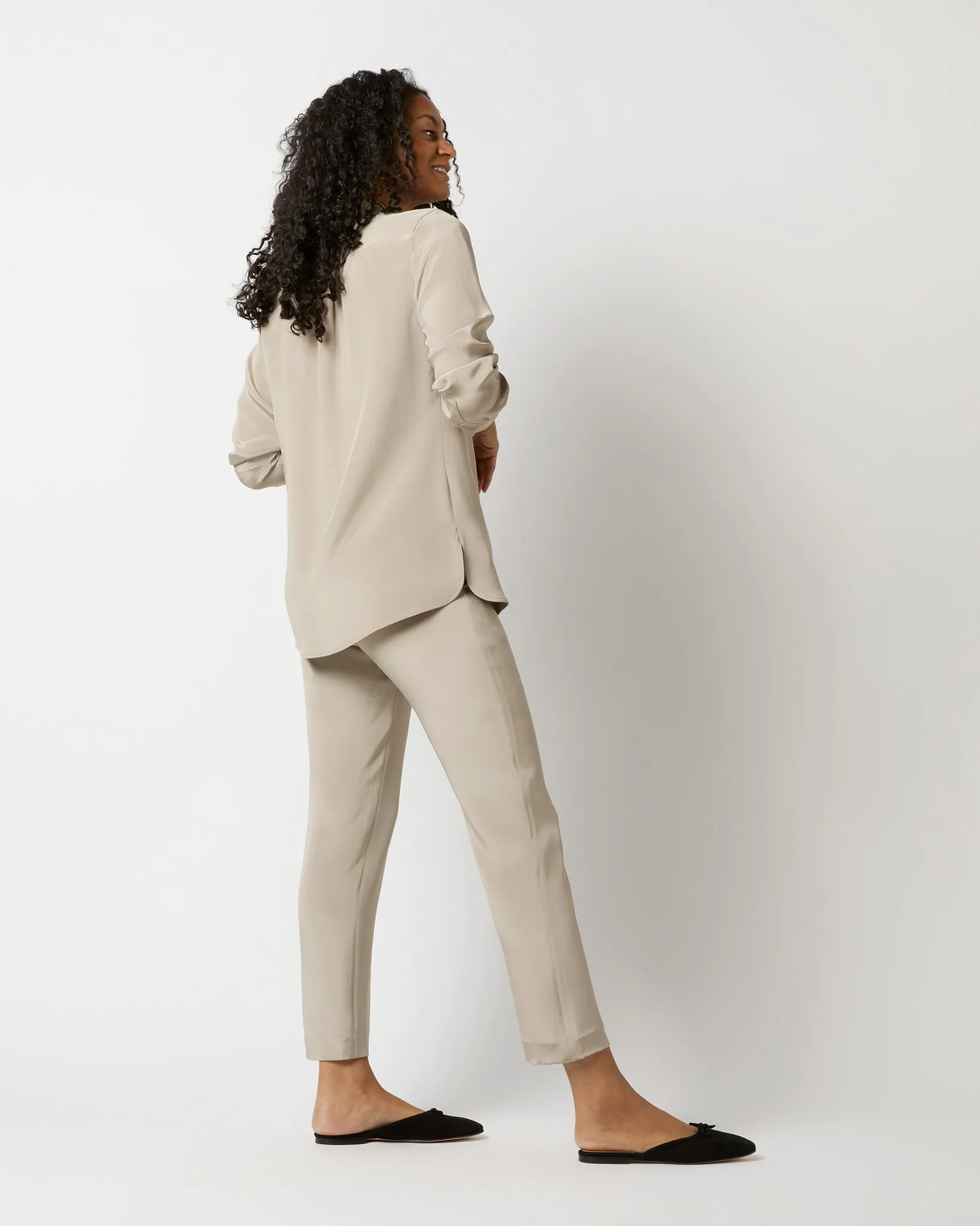 Nova Pant in Birch Washed Silk Crepe de Chine