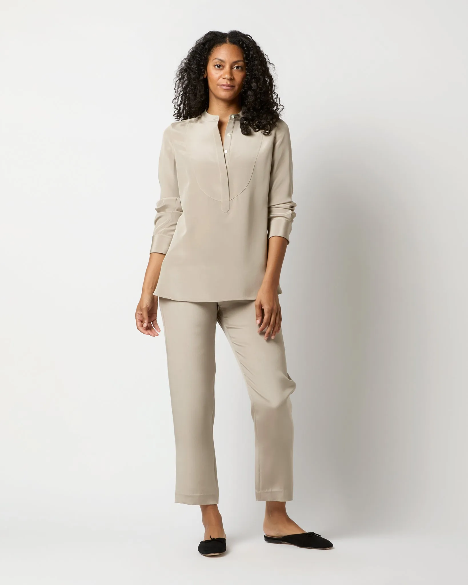 Nova Pant in Birch Washed Silk Crepe de Chine