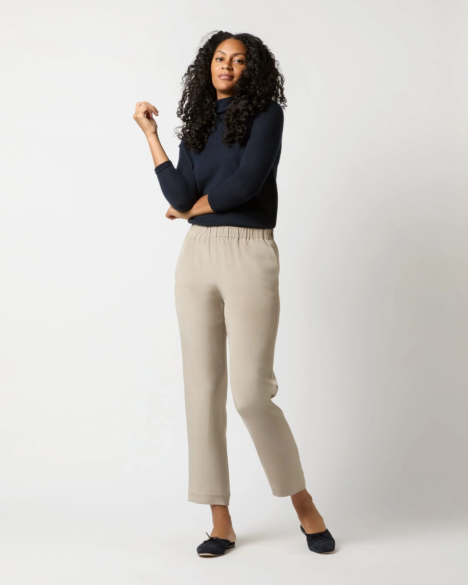 Nova Pant in Birch Washed Silk Crepe de Chine