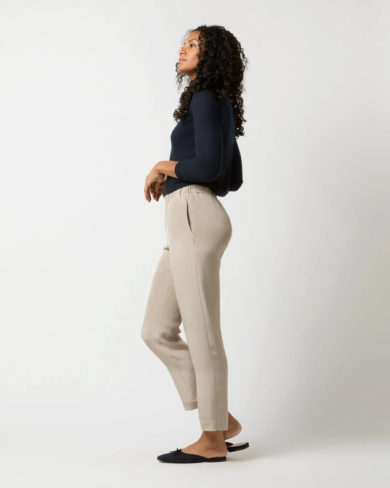 Nova Pant in Birch Washed Silk Crepe de Chine