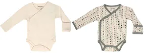 Organic Cotton Baby Bodysuit Long Sleeve (2 pack, Natural/Small Dots)