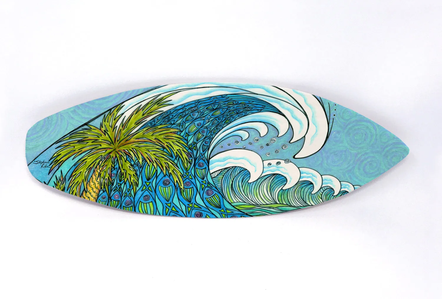 Palm Trees and Waves Surfboard Wall Art