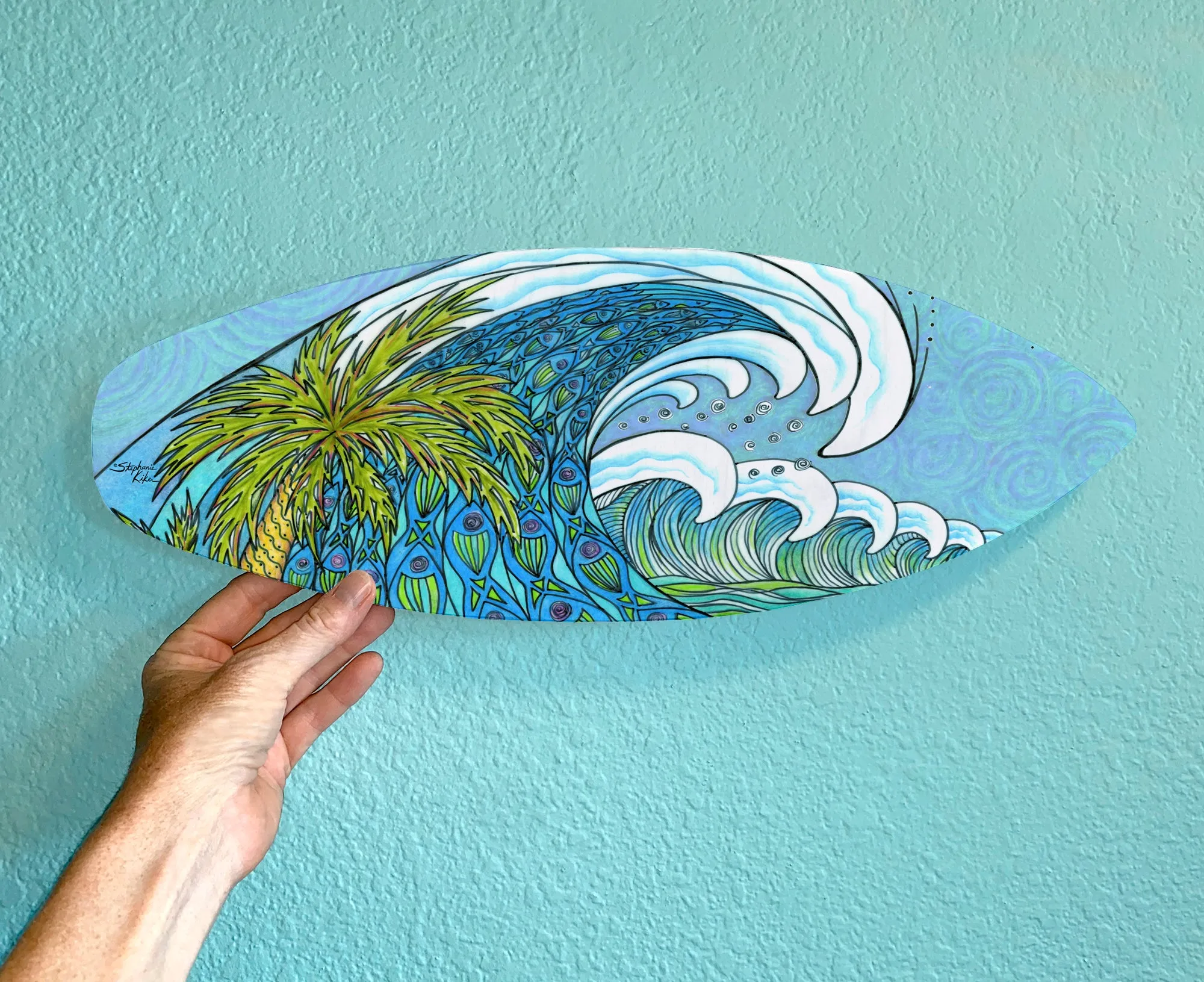 Palm Trees and Waves Surfboard Wall Art