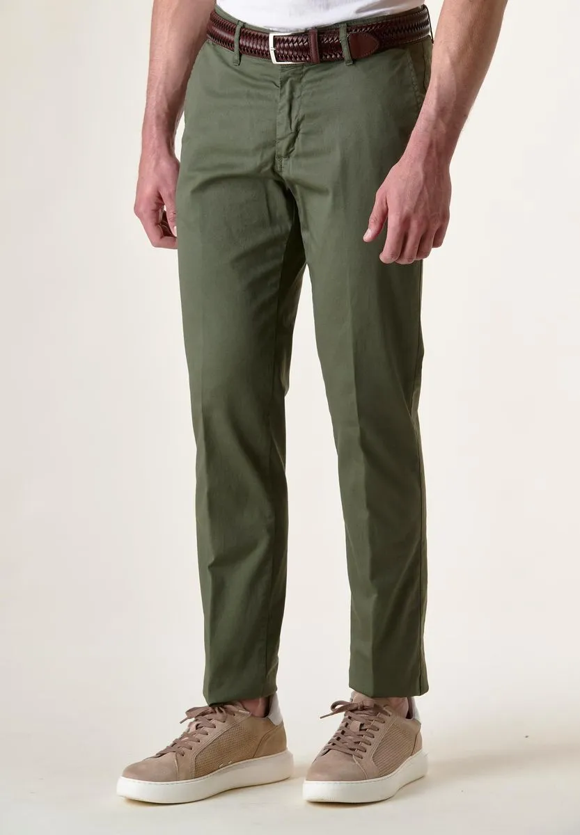 Pantalone verde militare tricotina tinto capo slim