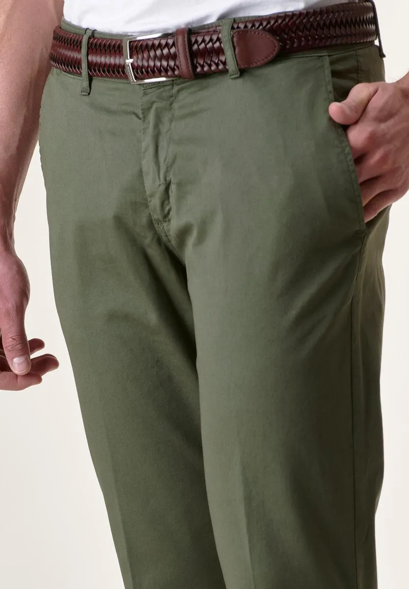 Pantalone verde militare tricotina tinto capo slim