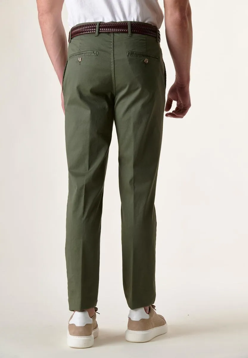 Pantalone verde militare tricotina tinto capo slim